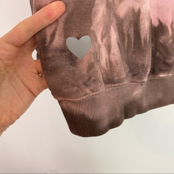 Custom Tie Dye Reflective Heart Pullover Sweatshirt Hoodie wPocket Womens Medium - Picture 9 of 13